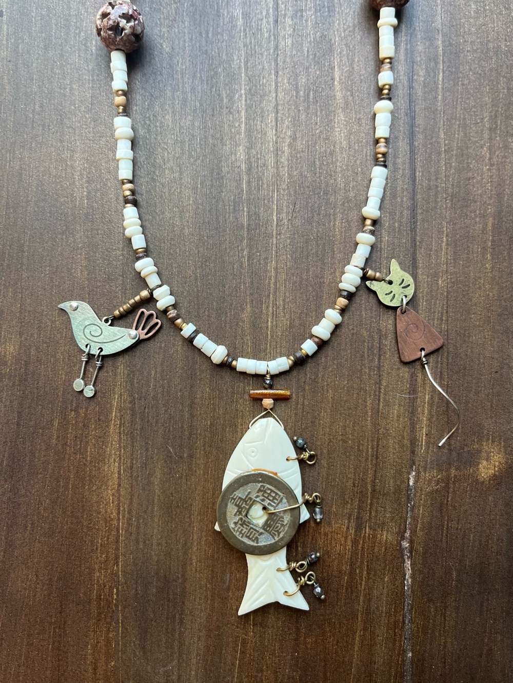 NWOT bone fish and copper animal charms